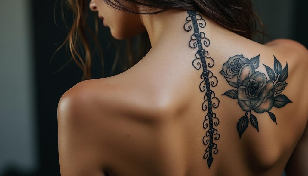 Tatouage colonne vertébrale femme : une ligne d’encre pleine de sens découvrez le tatouage colonne vertébrale pour femme, une ligne d'encre élégante et symbolique qui sublime votre dos avec style et signification profonde.