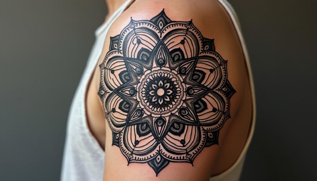 découvrez l'art du tatouage mandala, une harmonie parfaite entre formes géométriques précises et énergie intérieure, symbolisant équilibre et spiritualité.