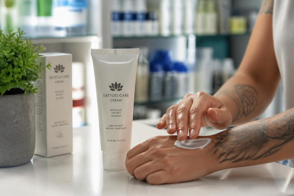 découvrez notre sélection de crèmes pour tatouage en pharmacie, conçues pour protéger et hydrater votre peau tout au long du processus de cicatrisation.