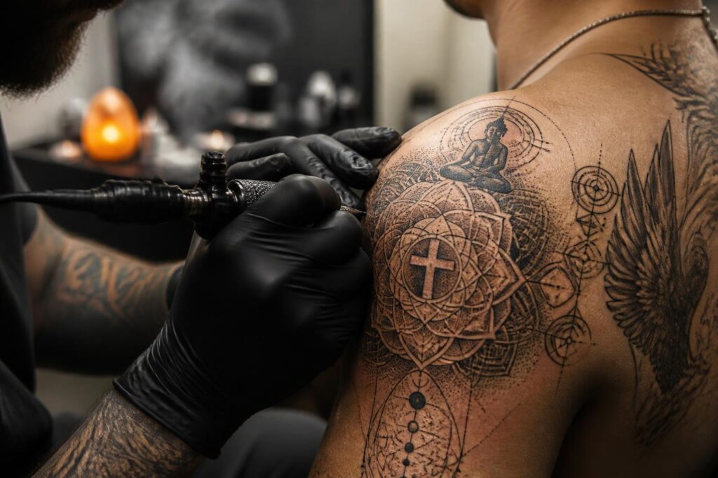 découvrez comment le tatouage moderne réinterprète les symboles sacrés, mêlant tradition et créativité contemporaine pour une expression unique de la spiritualité.
