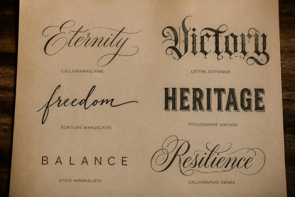 découvrez comment choisir l'écriture parfaite pour votre tatouage en explorant différentes polices et styles adaptés à votre personnalité et à votre message.