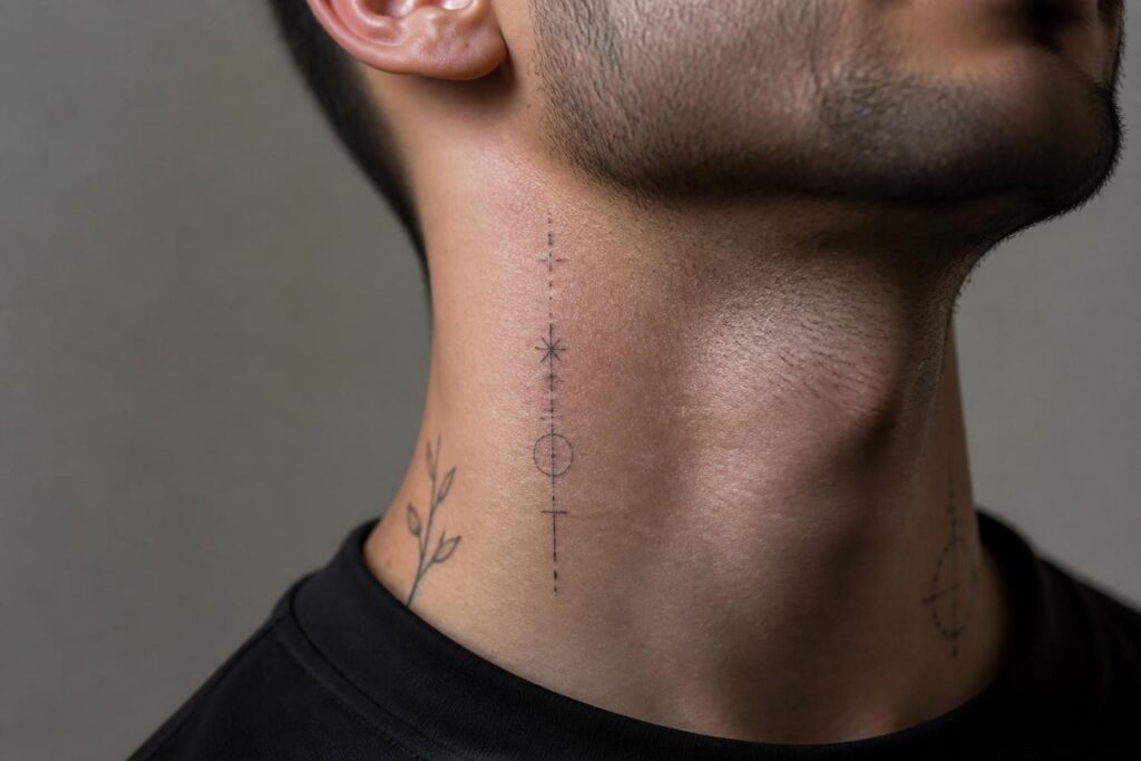découvrez les styles de tatouages pour le cou chez les hommes qui privilégient la sobriété et l'élégance discrète, alliant simplicité et raffinement.