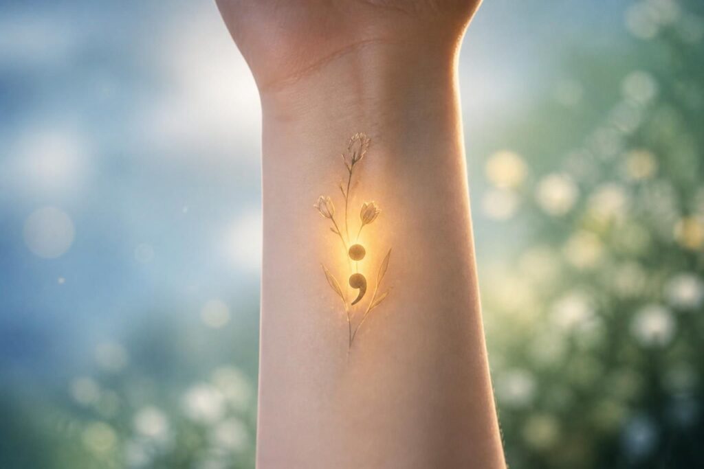 découvrez la signification profonde du tatouage point-virgule, symbole d'espoir et de résilience face aux épreuves de la vie.