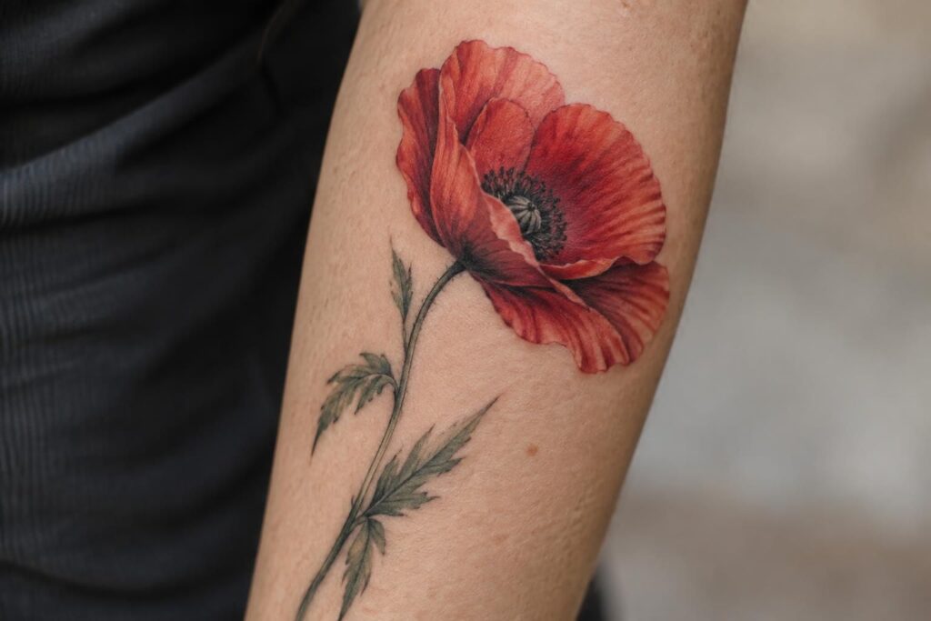 découvrez la symbolique du tatouage coquelicot, fleur du souvenir associée à la mémoire, au réconfort et à la beauté éphémère.