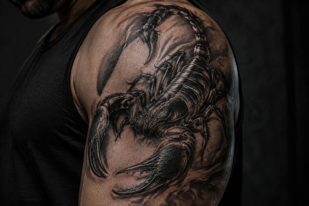 découvrez le tatouage scorpion pour homme : un symbole puissant de force et de mystère, avec des idées de styles et d’emplacements pour affirmer votre personnalité.