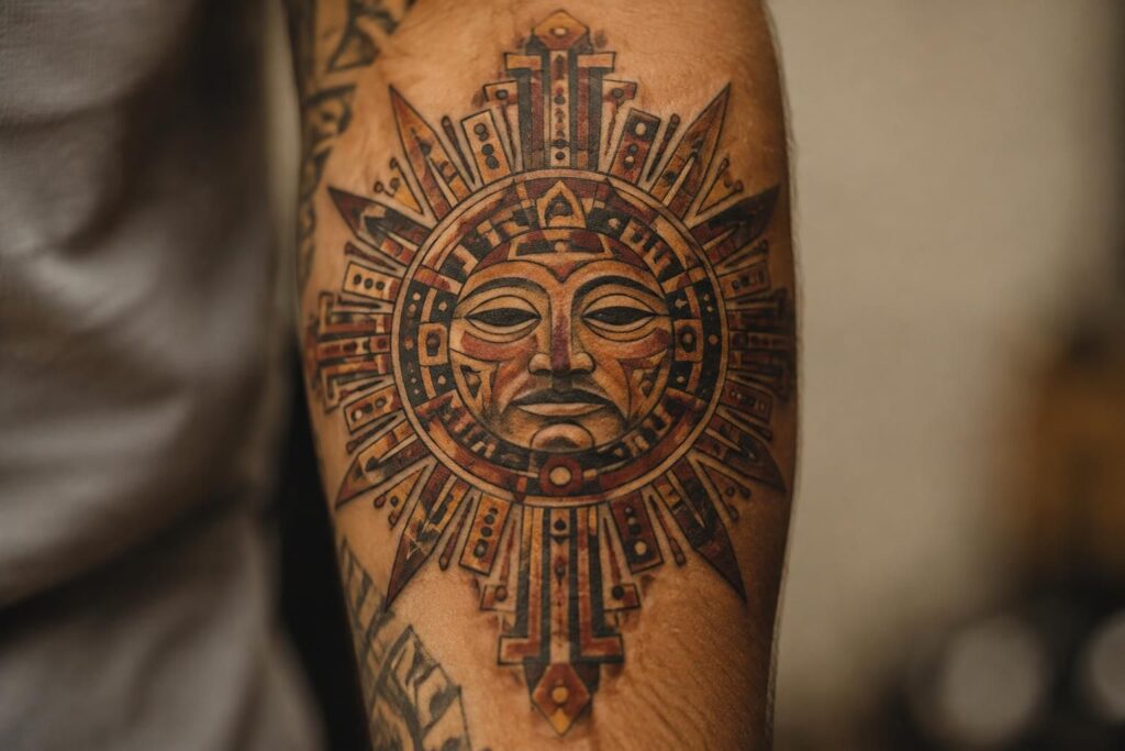 découvrez la symbolique du tatouage soleil inca, un astre sacré associé à la vie, à la force et à la spiritualité dans la civilisation inca.